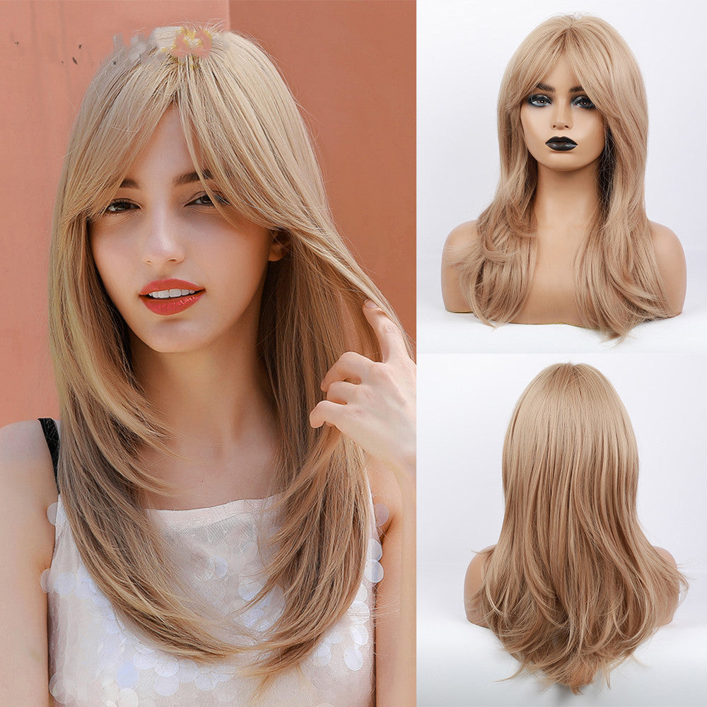 Gradient Golden Figure Bangs Long Straight Hair - Premium wig from Concordia Style Boutique - Just $18.97! Shop now at Concordia Style Boutique