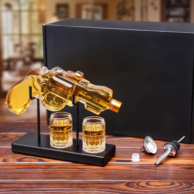 Classic Revolver Whiskey Decanter Set