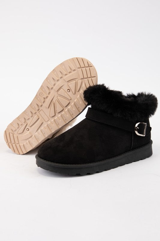 WILD DIVA Faux-Fur Buckle Round Toe Booties - Premium Toe Booties from Concordia Style Boutique - Just $16.30! Shop now at Concordia Style Boutique