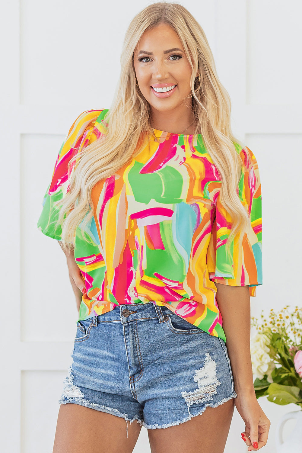 Angel Abstract Half Sleeve Blouse - Concordia Style Boutique