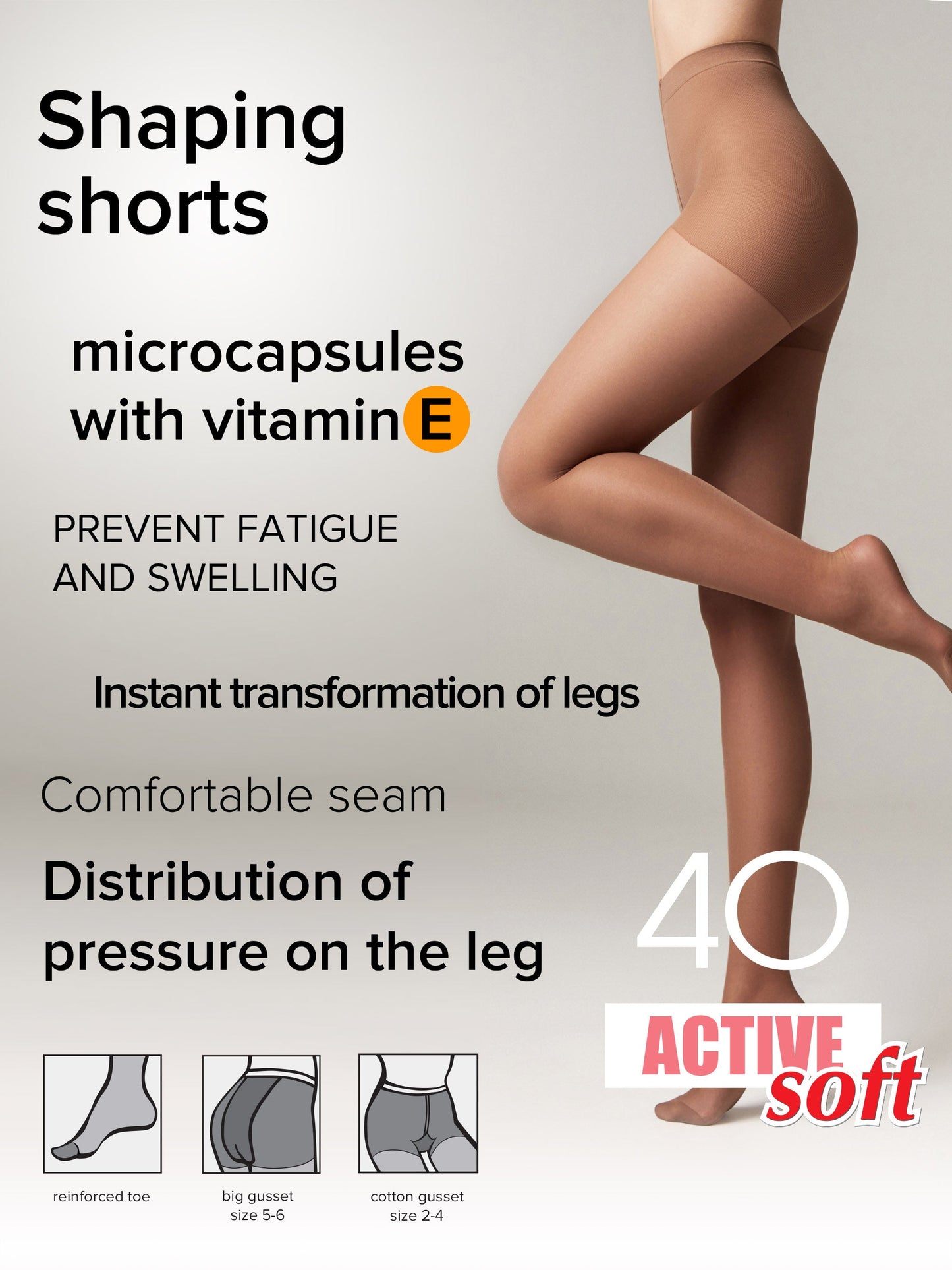 Tights Conte Active Soft 40 Den - Shaping Support with Vitamin E - Concordia Style Boutique