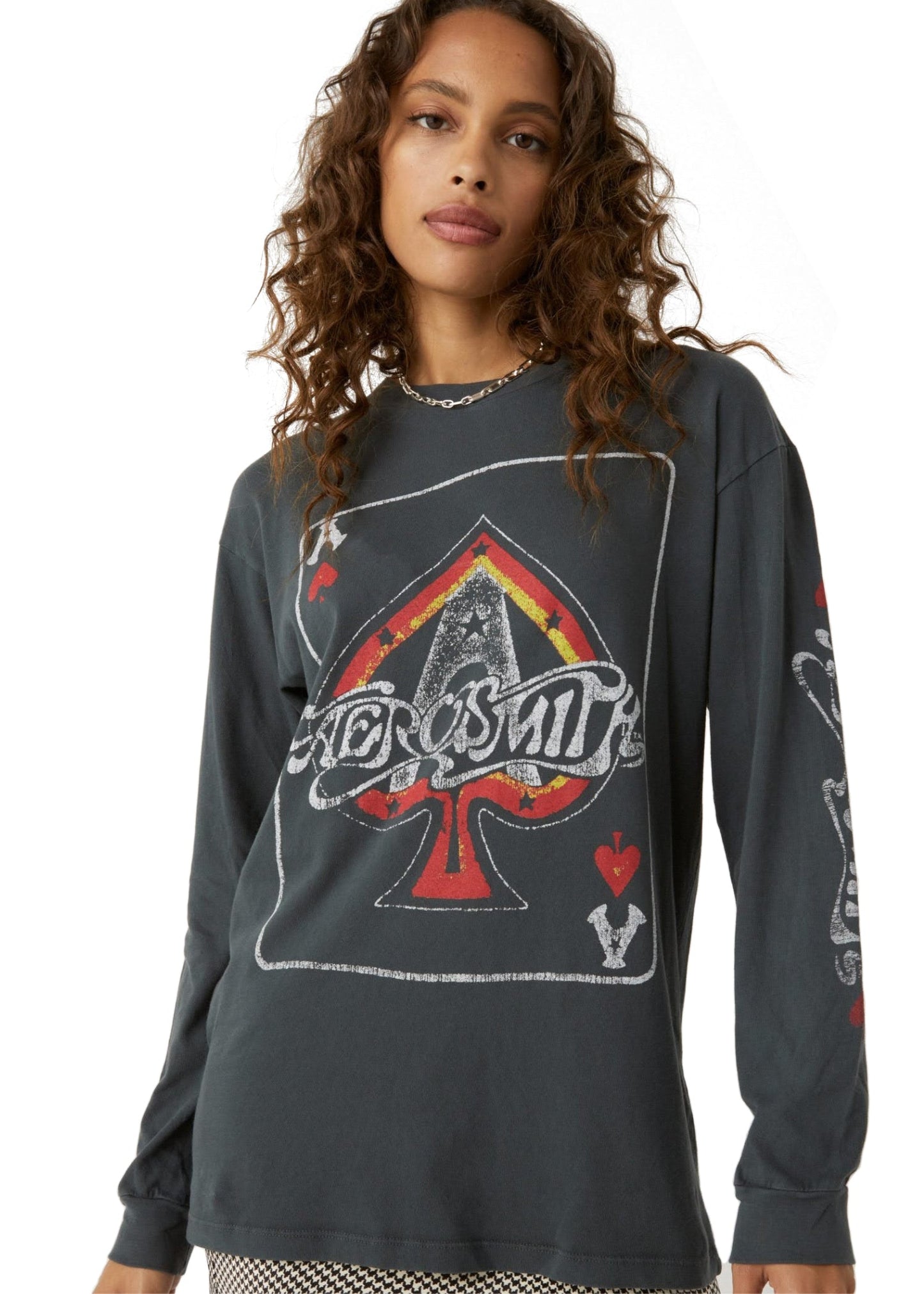 Aerosmith Ace Of Spades Oversized Long Sleeve Band Shirt by Daydreamer LA - Concordia Style Boutique