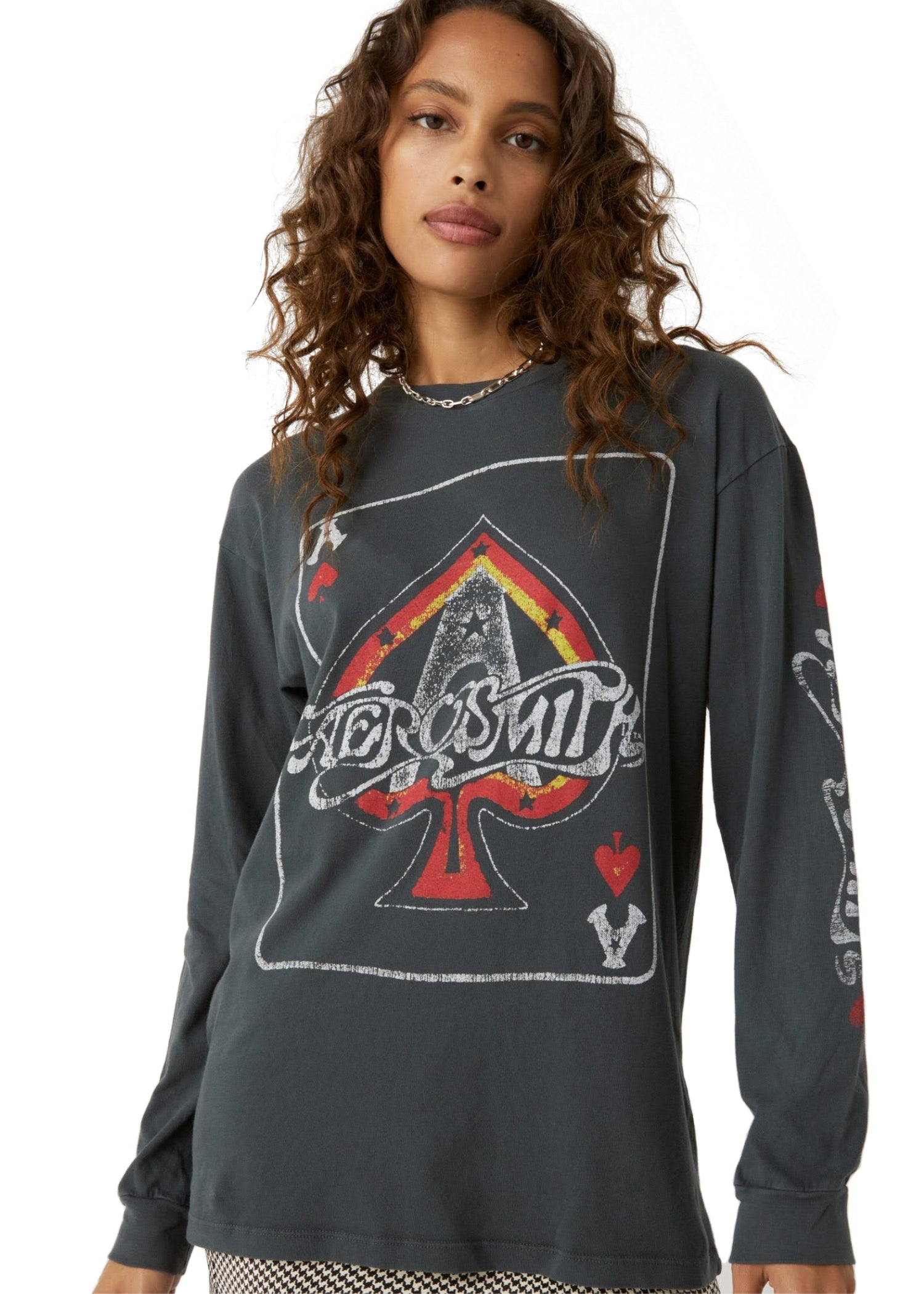 Aerosmith Ace Of Spades Oversized Long Sleeve Band Shirt by Daydreamer LA - Concordia Style Boutique