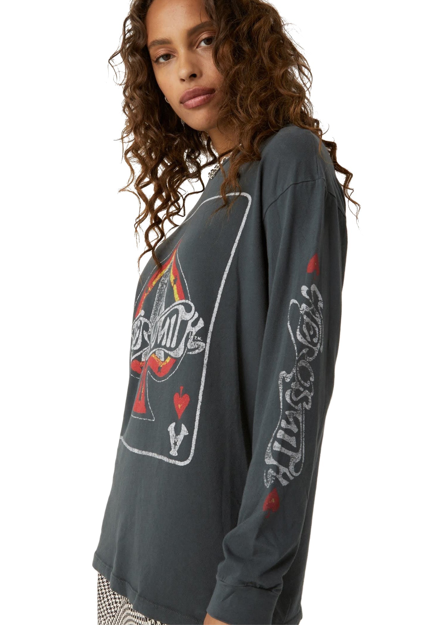 Aerosmith Ace Of Spades Oversized Long Sleeve Band Shirt by Daydreamer LA - Concordia Style Boutique