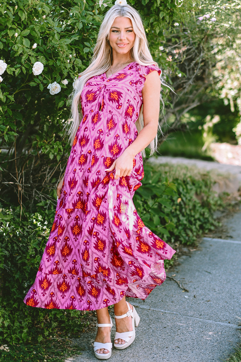 Adalee Retro Ruffled Sleeve Maxi Dress - Concordia Style Boutique