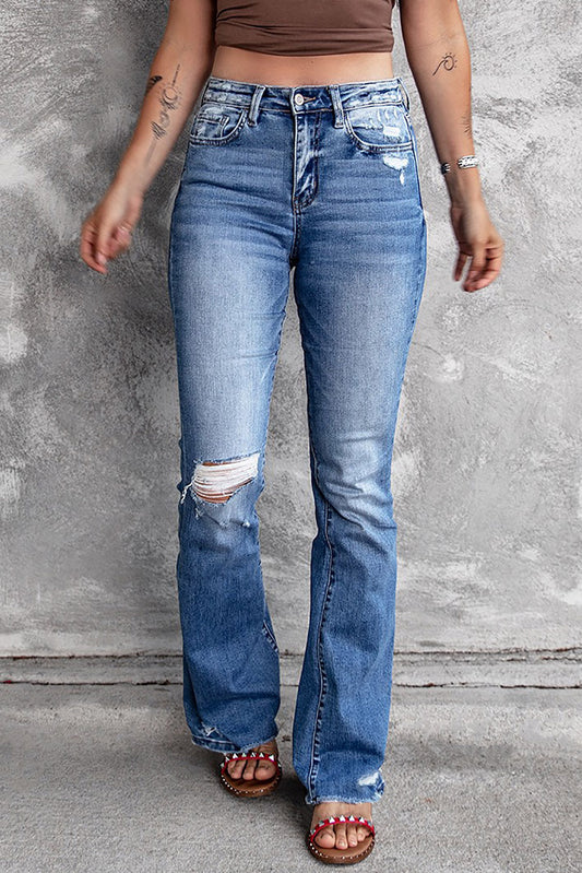 Angelina Distressed Flare Jeans - Concordia Style Boutique