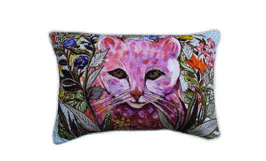 Hand Illustrated  Decorative Cat Pillow 14"X20"