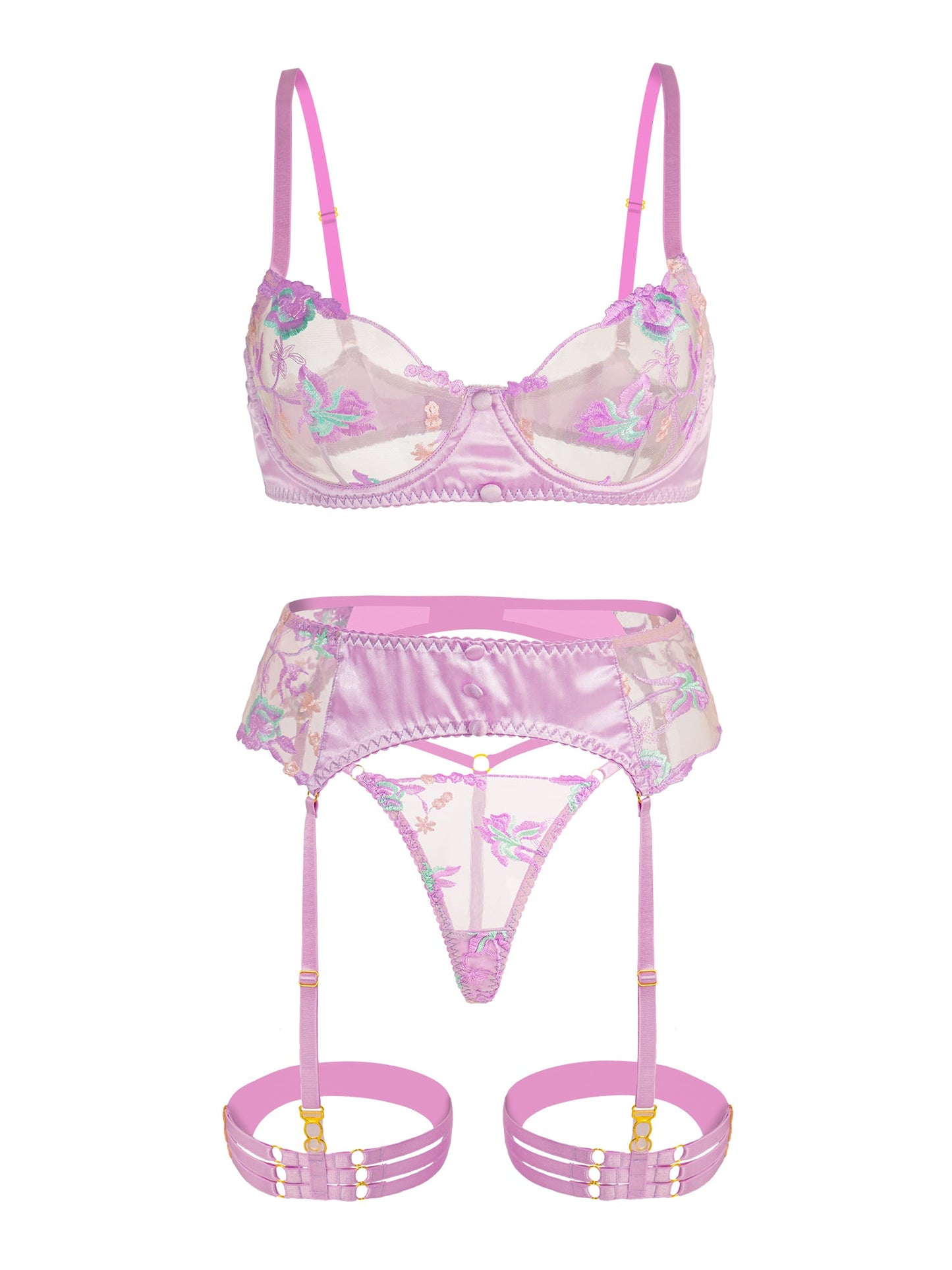 Mesh Embroidered Floral Lingerie Set - Concordia Style Boutique
