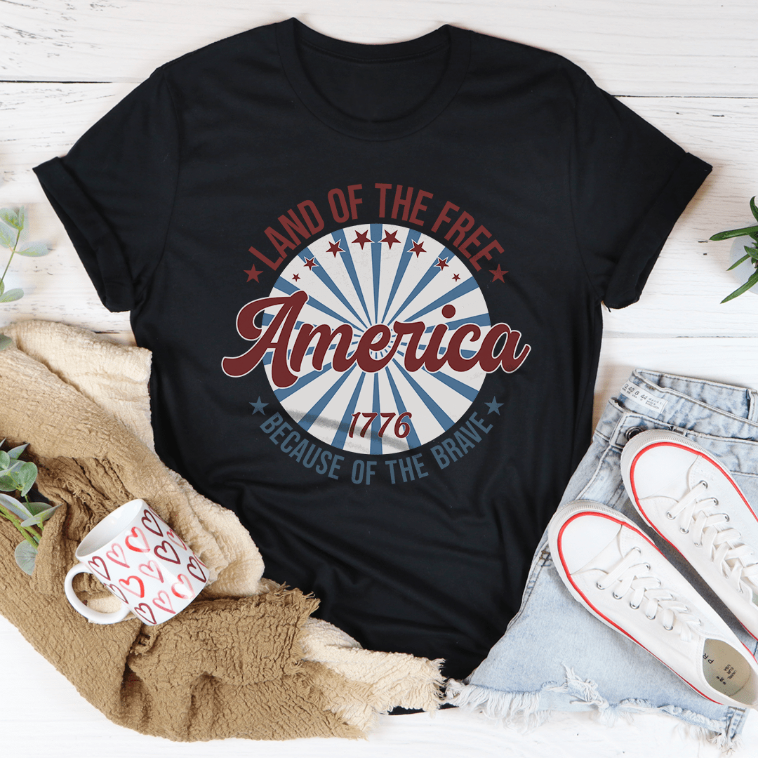 America Land Of The Free Because Of The Brave 1776 Tee - Concordia Style Boutique
