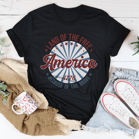America Land Of The Free Because Of The Brave 1776 Tee - Concordia Style Boutique