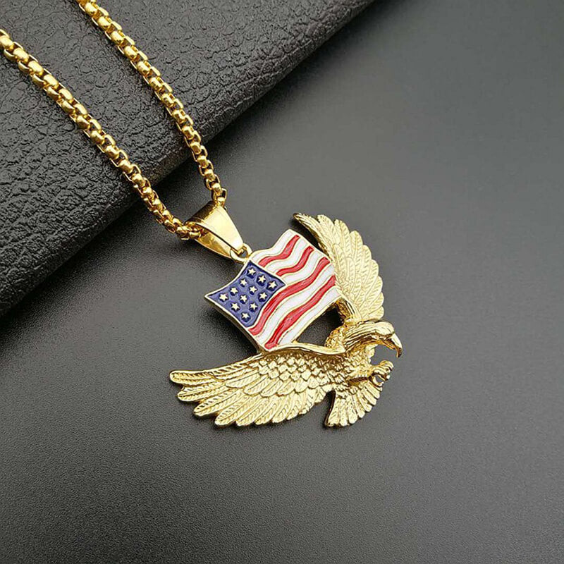 American Flag Eagle Stainless Steel Pendant