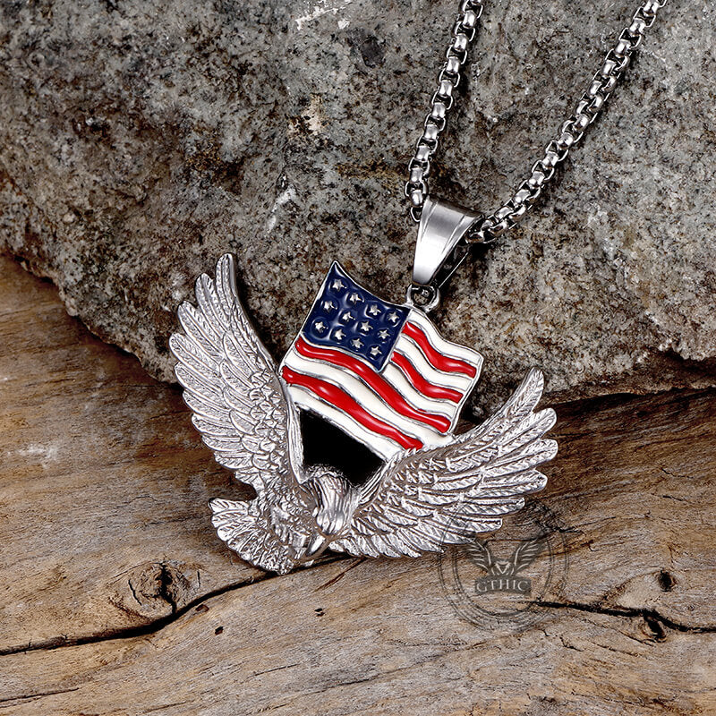 American Flag Eagle Stainless Steel Pendant
