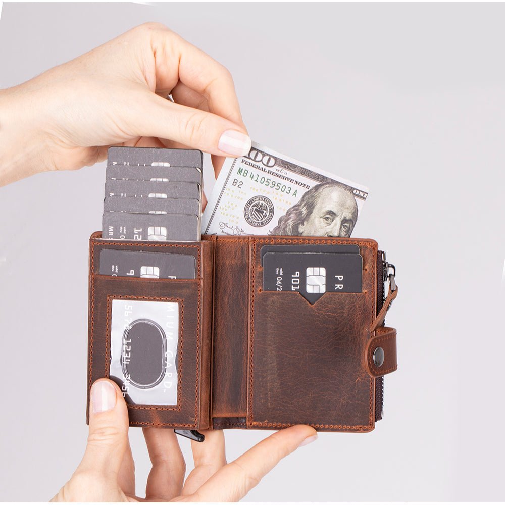 Andalusia Genuine Leather Pop-Up Cardholder with RFID Protection - Concordia Style Boutique