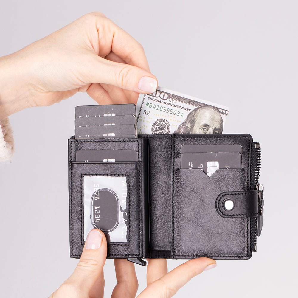 Andalusia Genuine Leather Pop-Up Cardholder with RFID Protection - Concordia Style Boutique