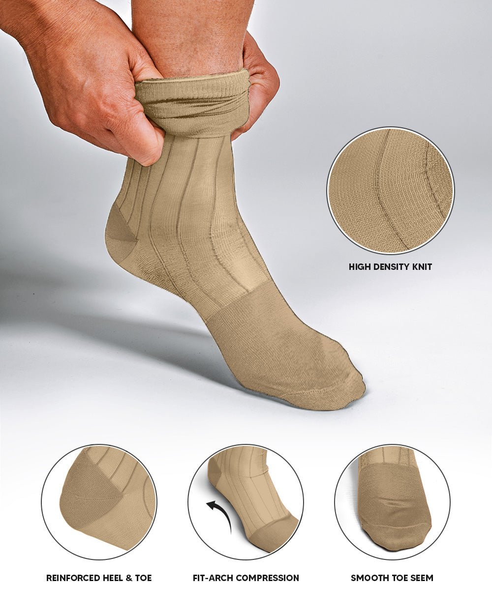 Vittorio Farina Men's Ribbed Shear Nylon Anklet Dress Socks