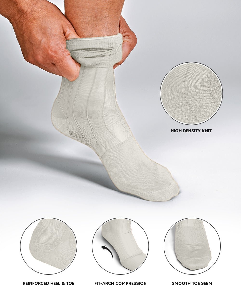 Vittorio Farina Men's Ribbed Shear Nylon Anklet Dress Socks