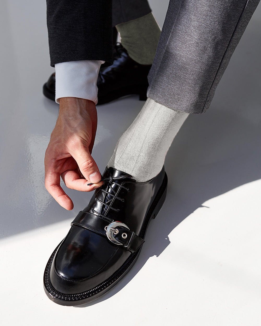 Vittorio Farina Men's Ribbed Shear Nylon Anklet Dress Socks