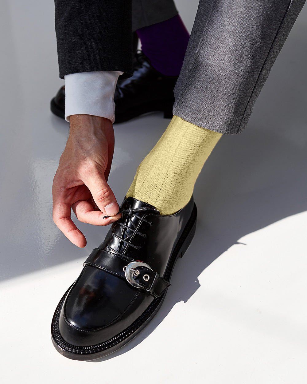 Vittorio Farina Men's Ribbed Shear Nylon Anklet Dress Socks