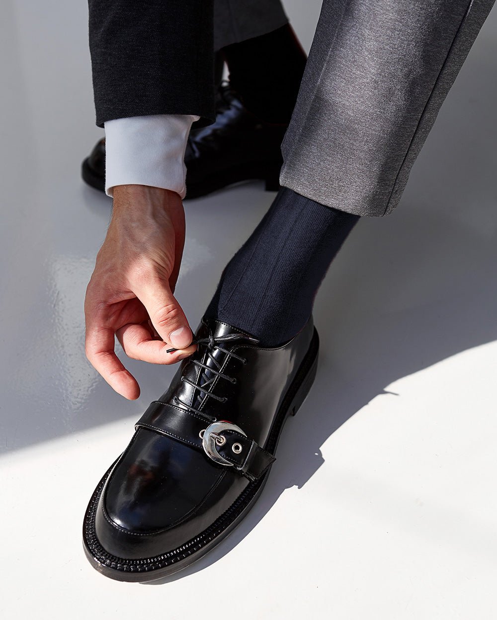 Vittorio Farina Men's Ribbed Shear Nylon Anklet Dress Socks