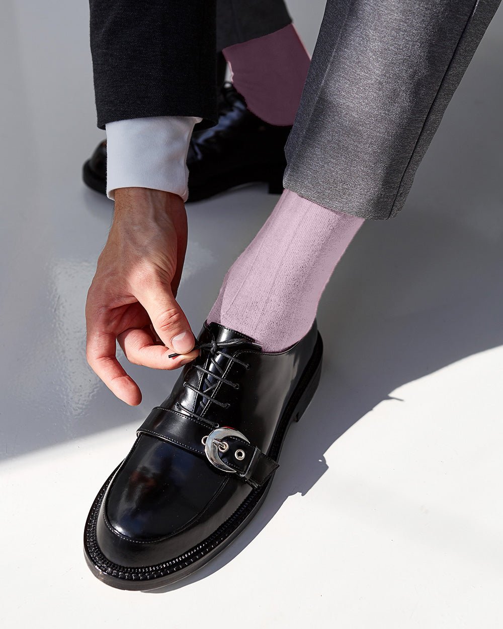 Vittorio Farina Men's Ribbed Shear Nylon Anklet Dress Socks