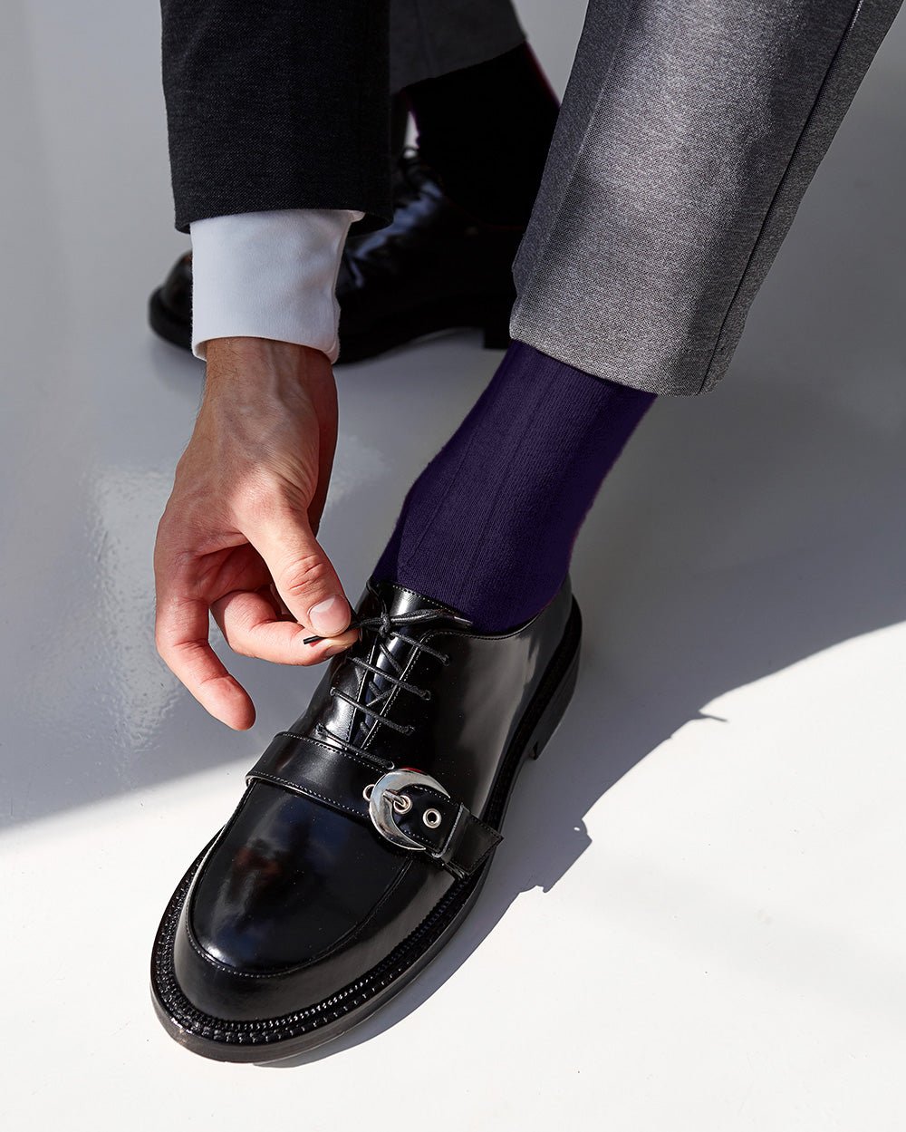 Vittorio Farina Men's Ribbed Shear Nylon Anklet Dress Socks