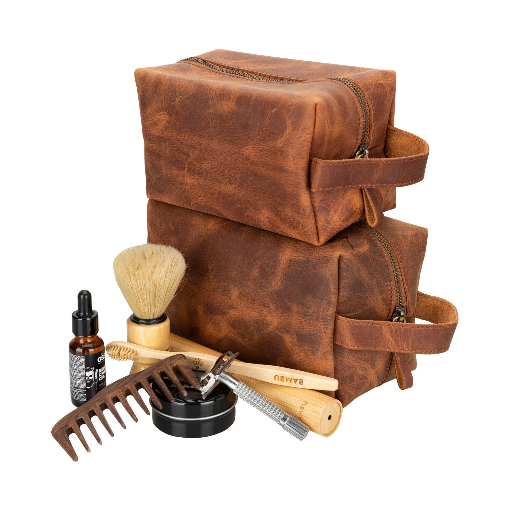 Oswego Men's Leather Dopp Kit & Small Travel Handbag - Concordia Style Boutique