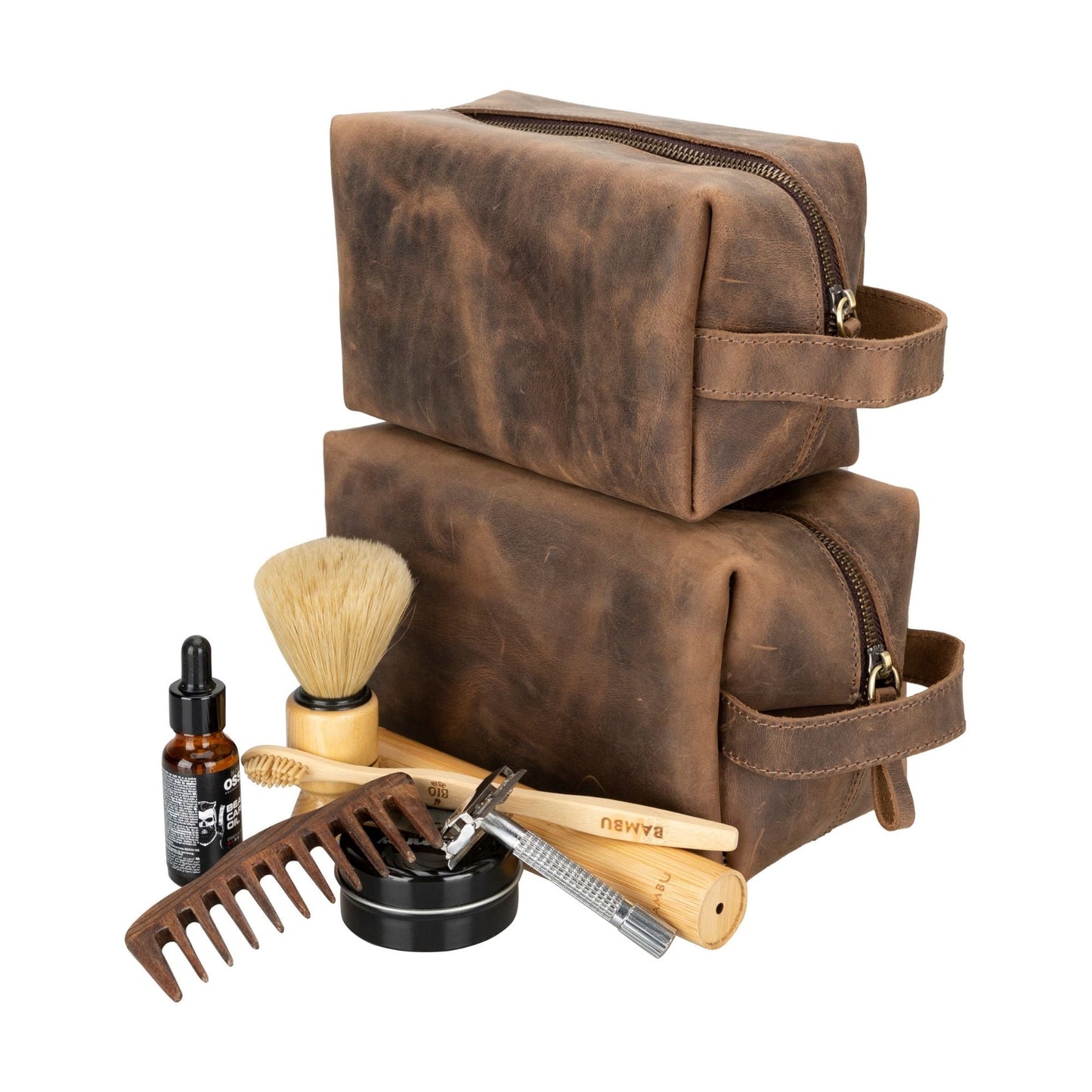 Oswego Men's Leather Dopp Kit & Small Travel Handbag - Concordia Style Boutique