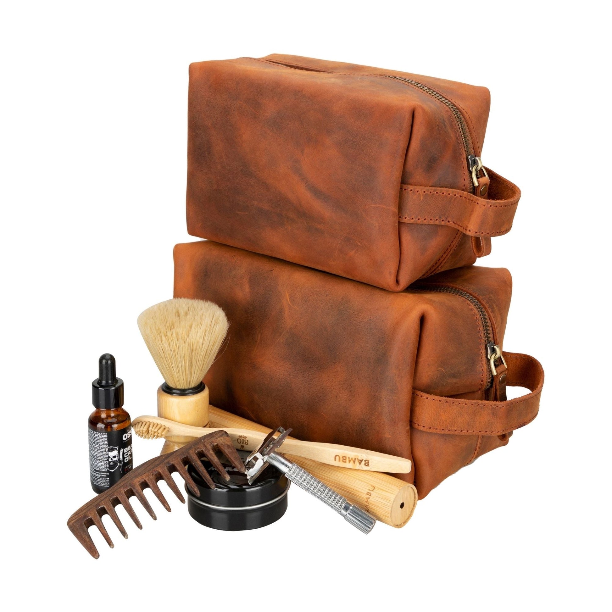 Oswego Men's Leather Dopp Kit & Small Travel Handbag - Concordia Style Boutique