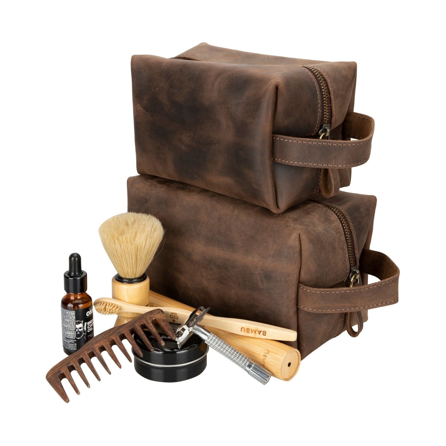 Oswego Men's Leather Dopp Kit & Small Travel Handbag - Concordia Style Boutique