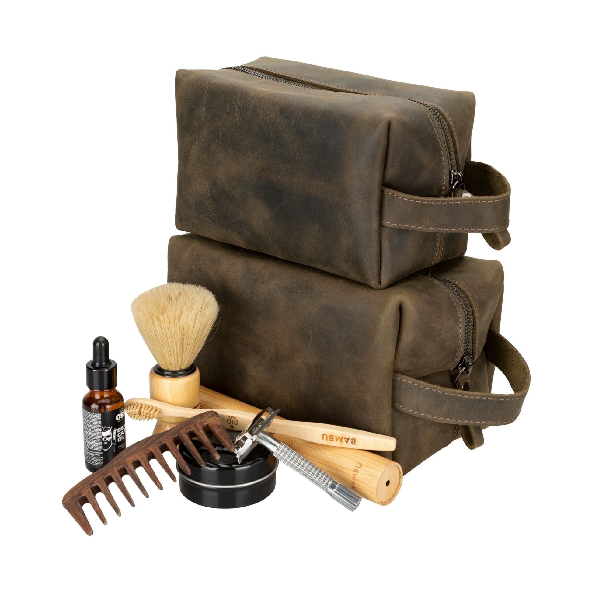 Oswego Men's Leather Dopp Kit & Small Travel Handbag - Concordia Style Boutique