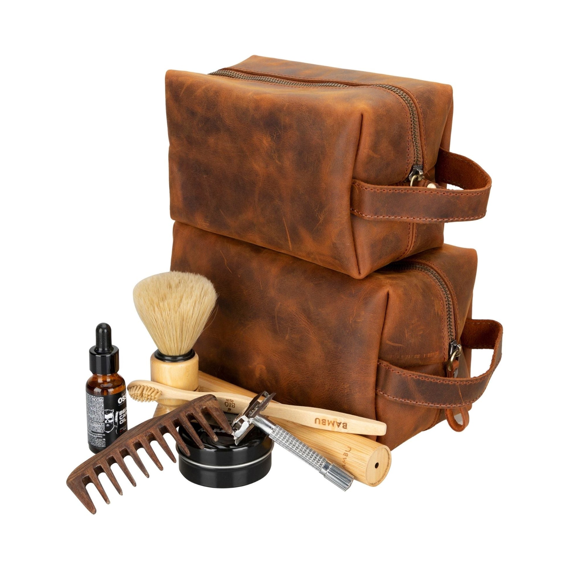 Oswego Men's Leather Dopp Kit & Small Travel Handbag - Concordia Style Boutique