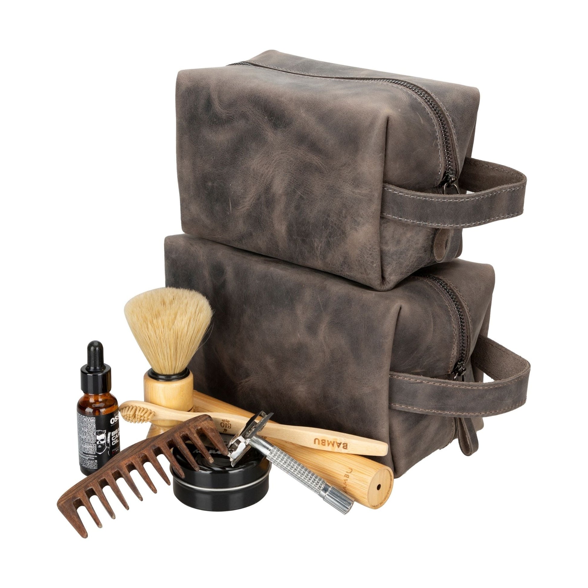 Oswego Men's Leather Dopp Kit & Small Travel Handbag - Concordia Style Boutique