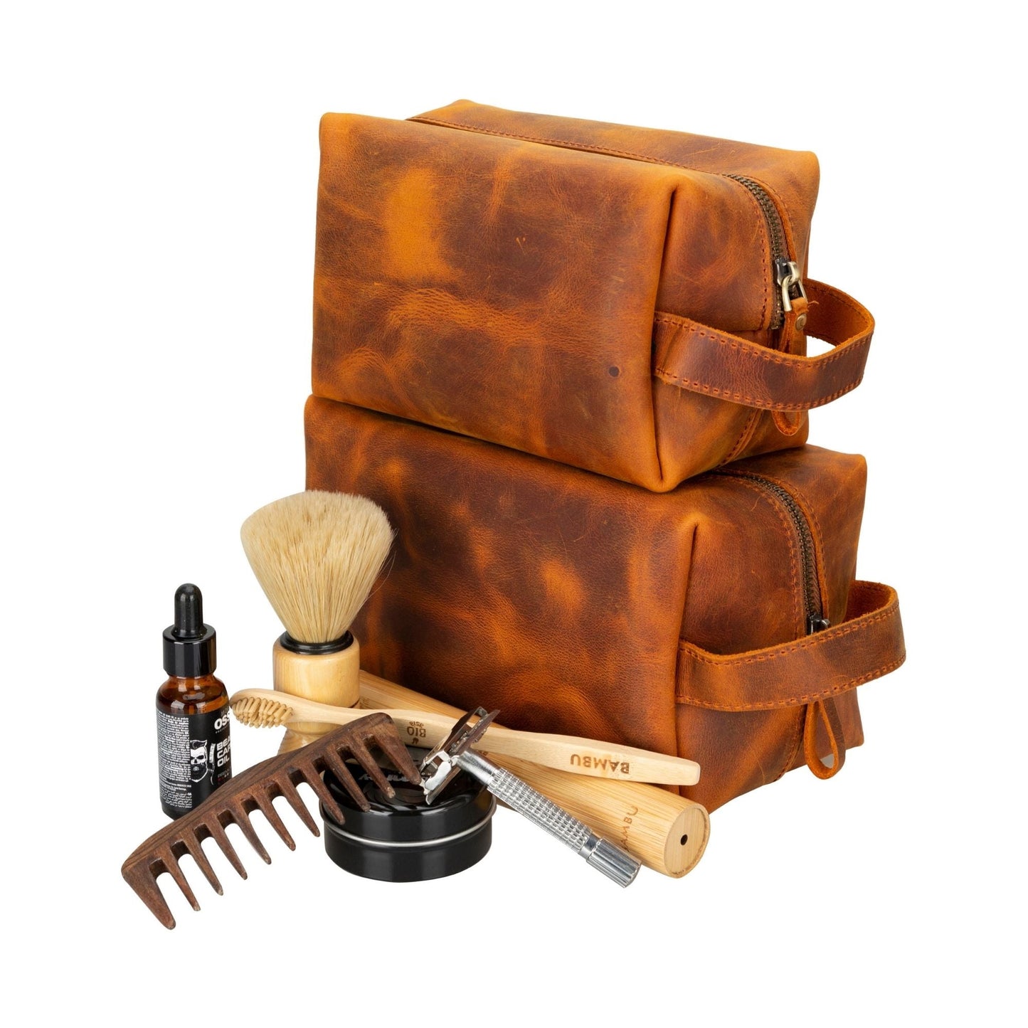 Oswego Men's Leather Dopp Kit & Small Travel Handbag - Concordia Style Boutique
