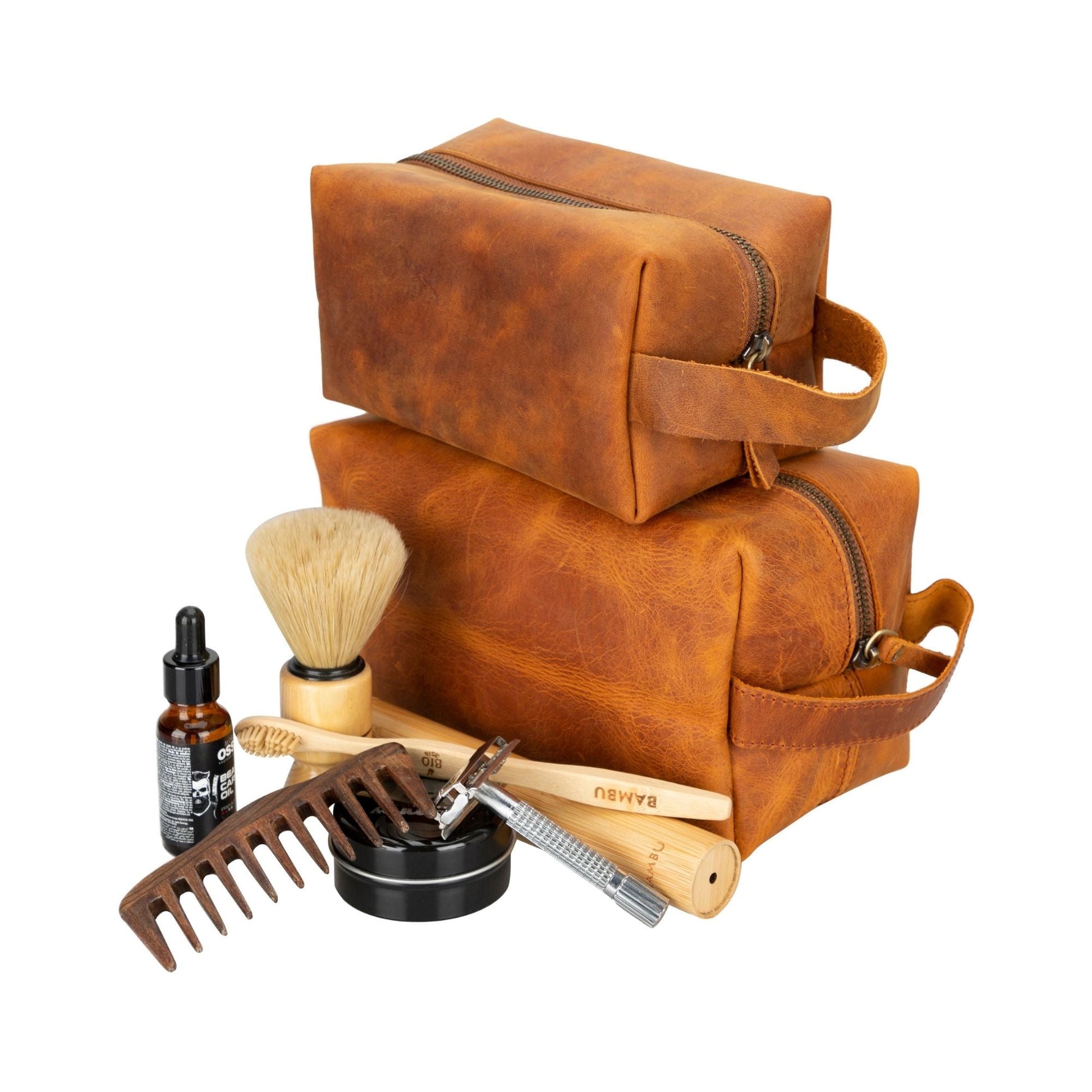 Oswego Men's Leather Dopp Kit & Small Travel Handbag - Concordia Style Boutique