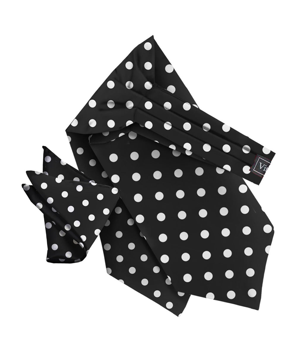 Vittorio Farina Men's Polka Dot Satin Ascot & Pocket Square