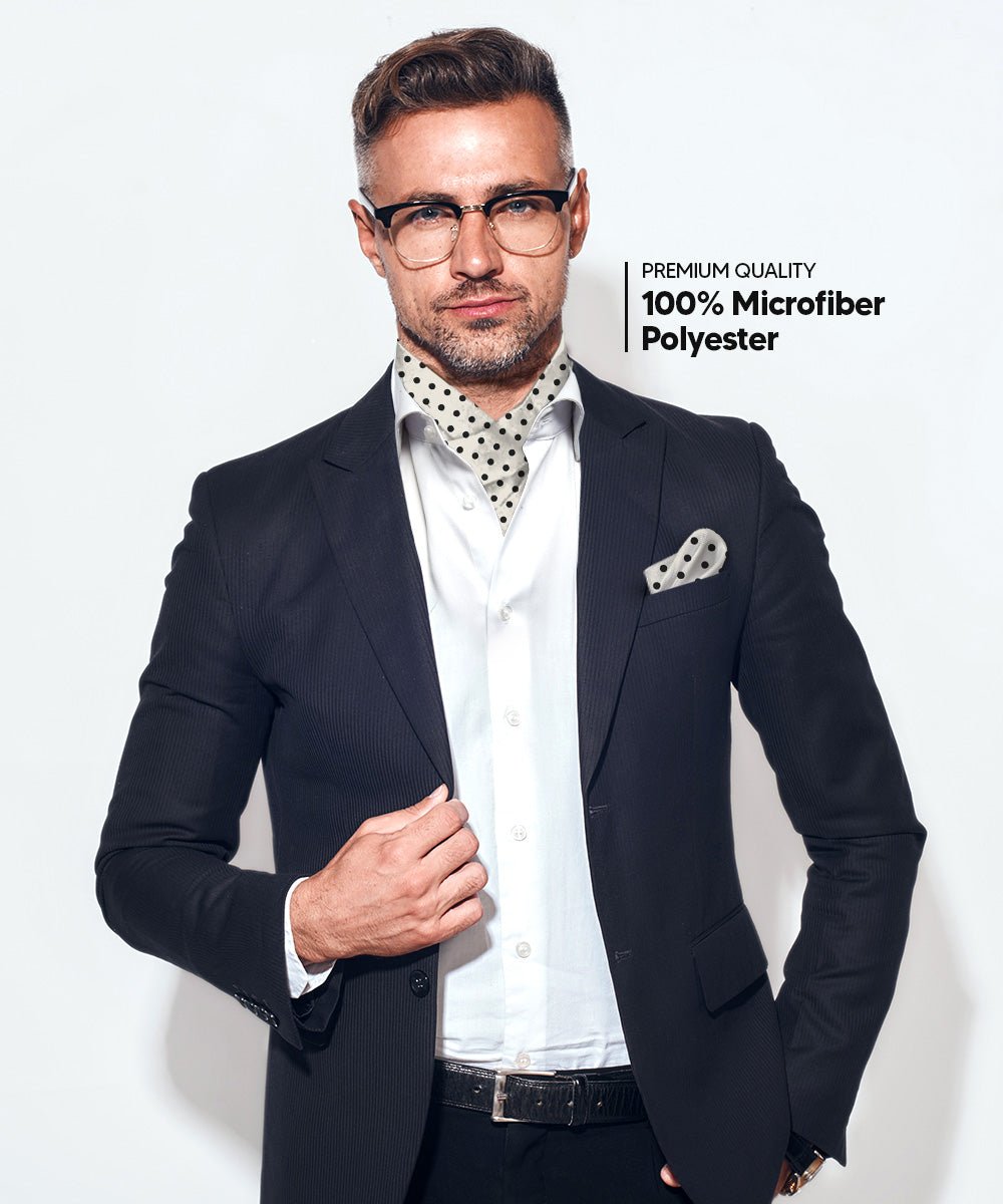 Vittorio Farina Men's Polka Dot Satin Ascot & Pocket Square