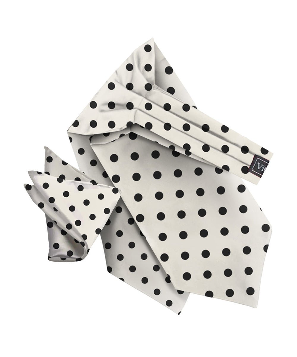 Vittorio Farina Men's Polka Dot Satin Ascot & Pocket Square
