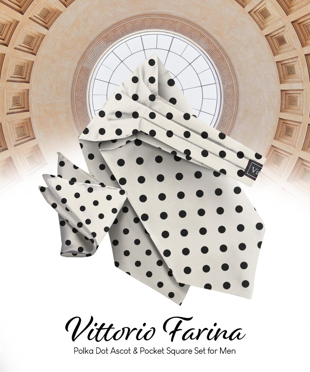Vittorio Farina Men's Polka Dot Satin Ascot & Pocket Square