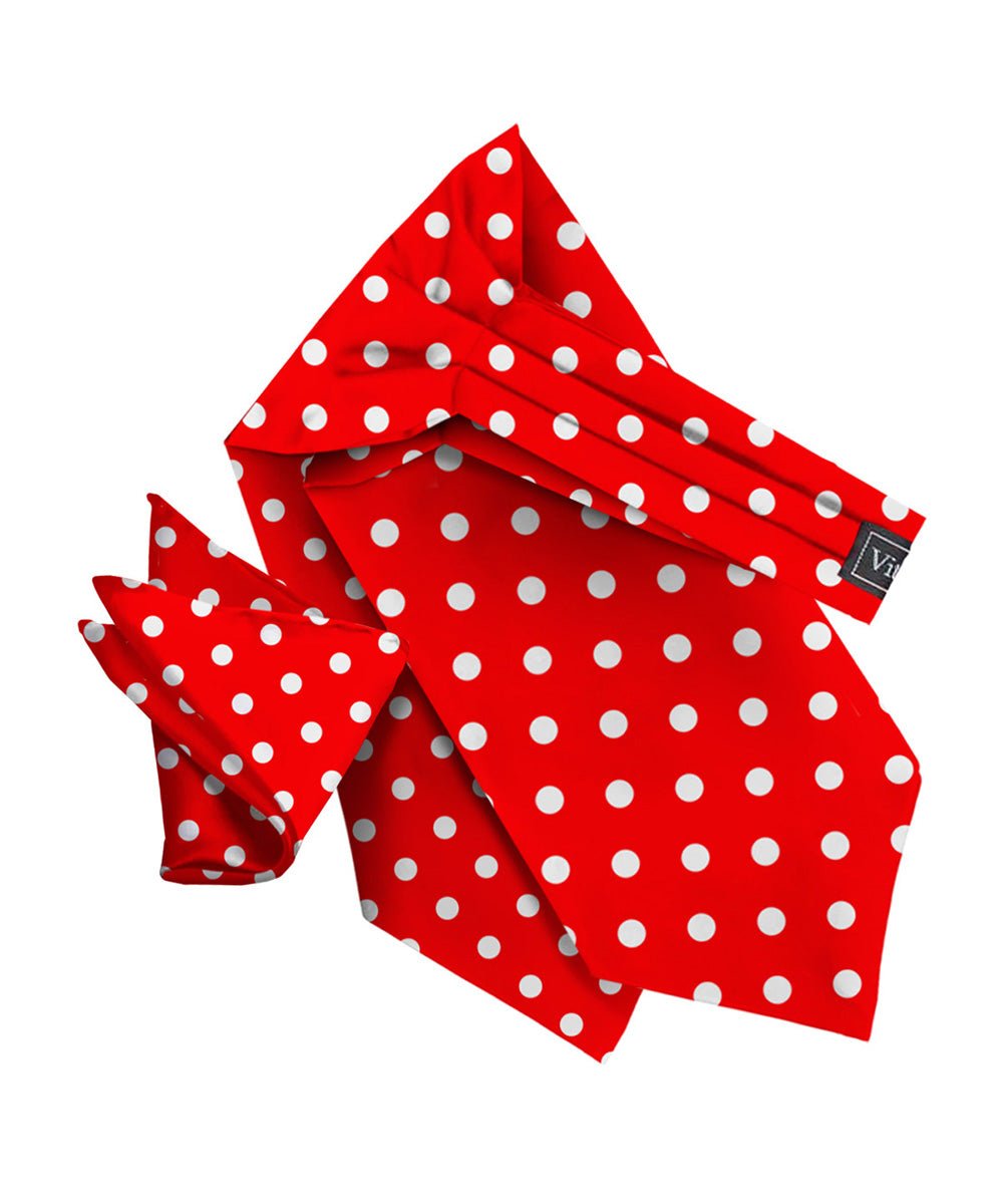 Vittorio Farina Men's Polka Dot Satin Ascot & Pocket Square