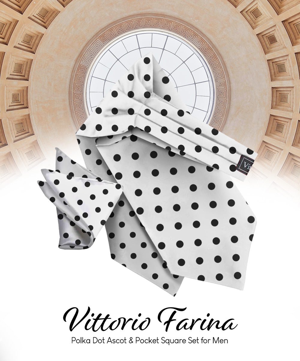 Vittorio Farina Men's Polka Dot Satin Ascot & Pocket Square
