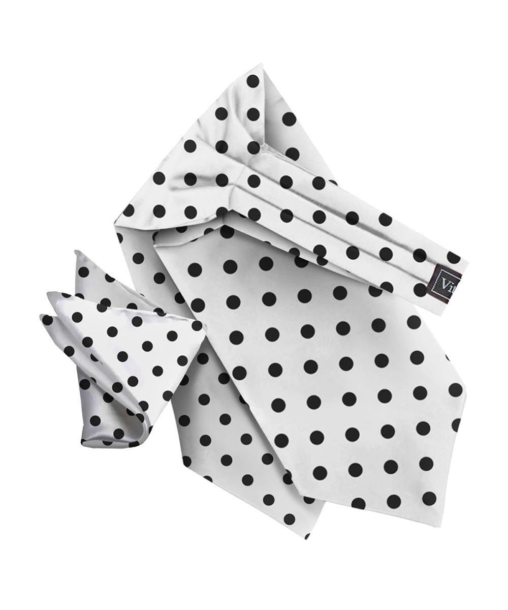 Vittorio Farina Men's Polka Dot Satin Ascot & Pocket Square