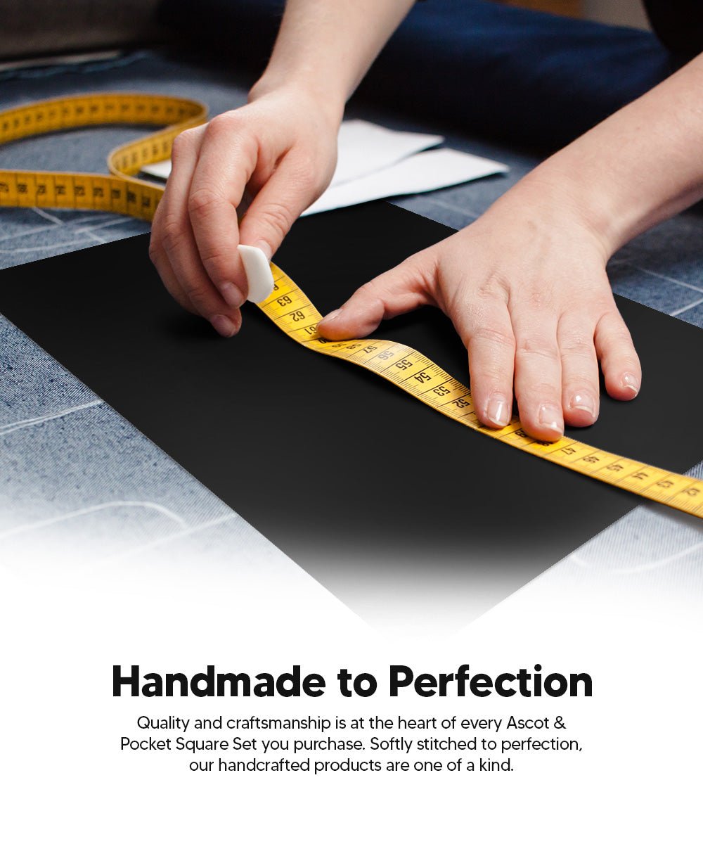 Vittorio Farina Men's Solid Satin Ascot & Pocket Square