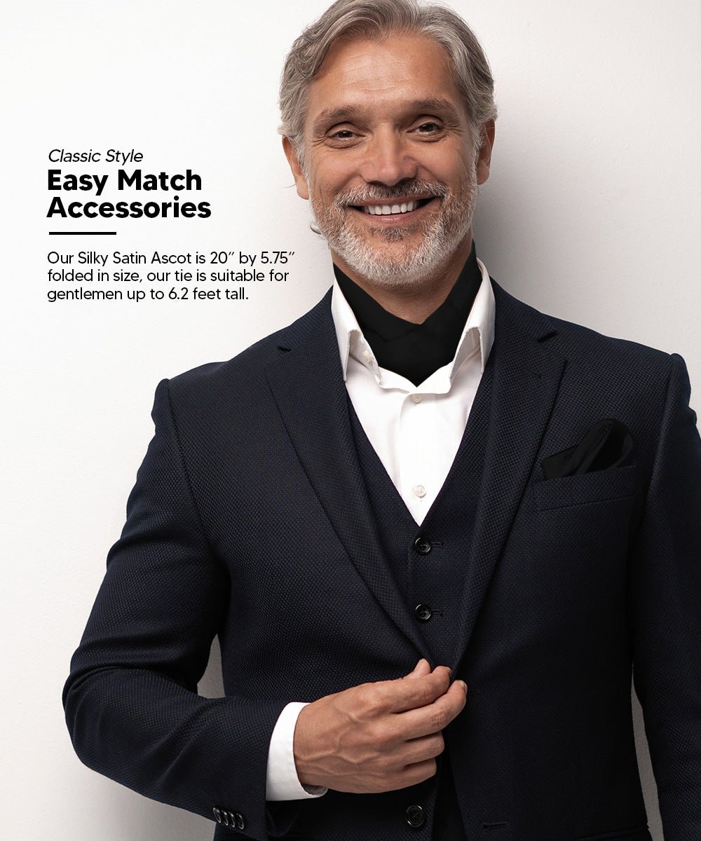 Vittorio Farina Men's Solid Satin Ascot & Pocket Square