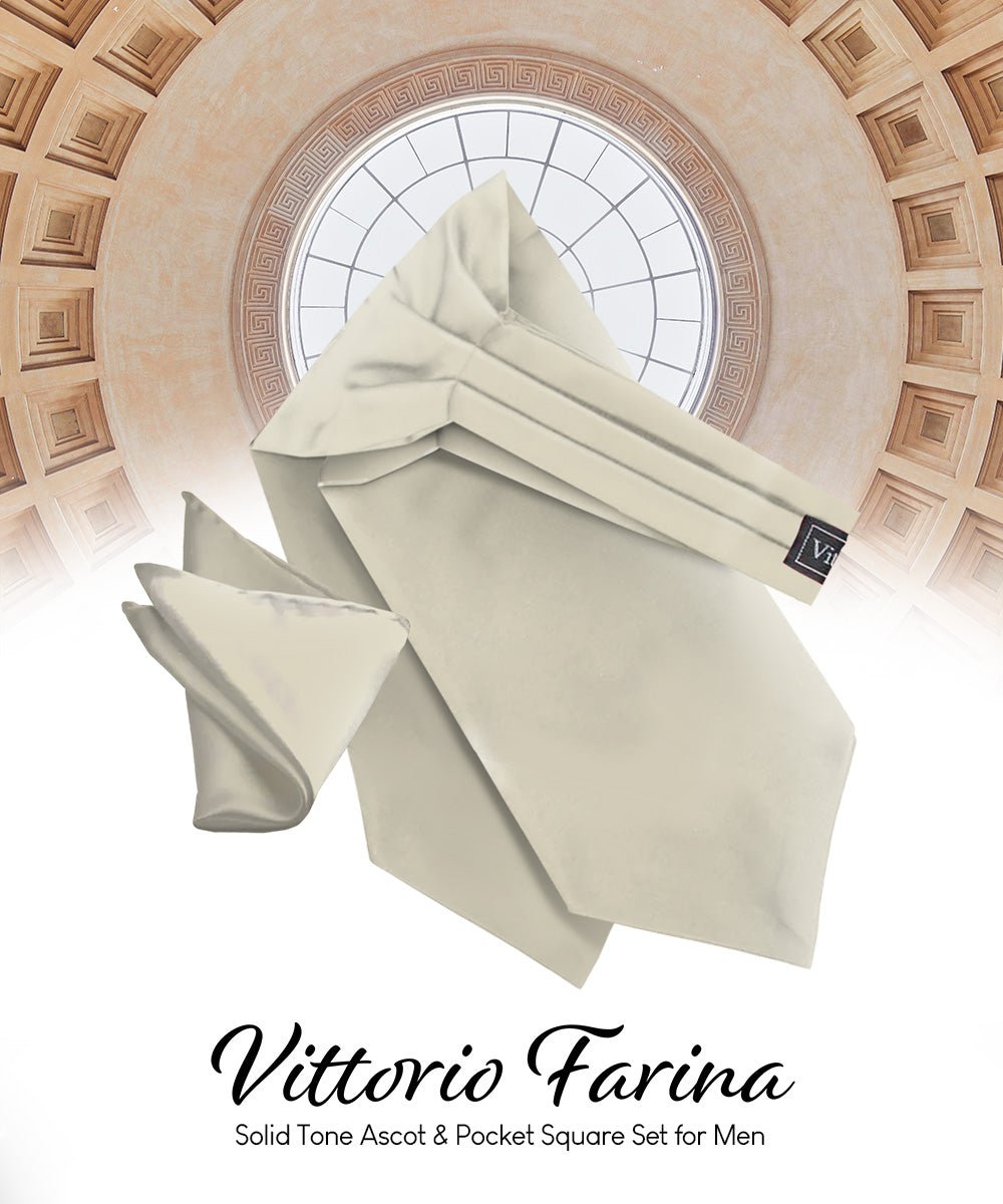 Vittorio Farina Men's Solid Satin Ascot & Pocket Square