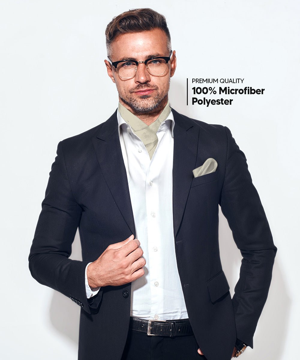 Vittorio Farina Men's Solid Satin Ascot & Pocket Square