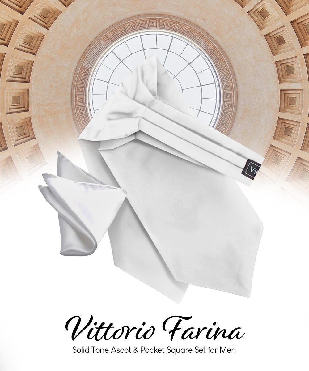 Vittorio Farina Men's Solid Satin Ascot & Pocket Square