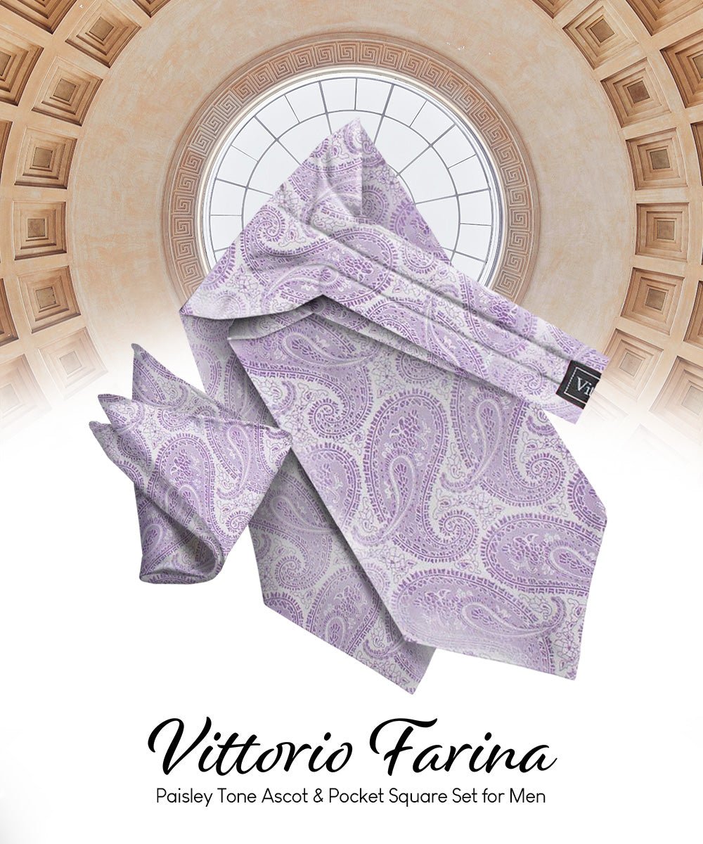Vittorio Farina Men's Woven Pasiley Ascot & Pocket Square