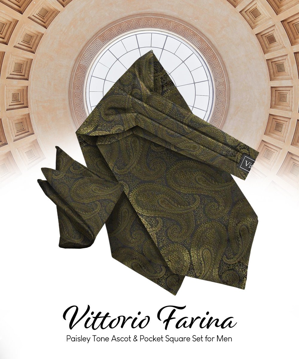 Vittorio Farina Men's Woven Pasiley Ascot & Pocket Square