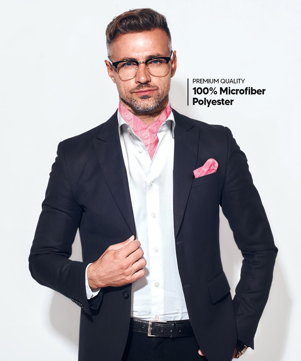 Vittorio Farina Men's Woven Pasiley Ascot & Pocket Square