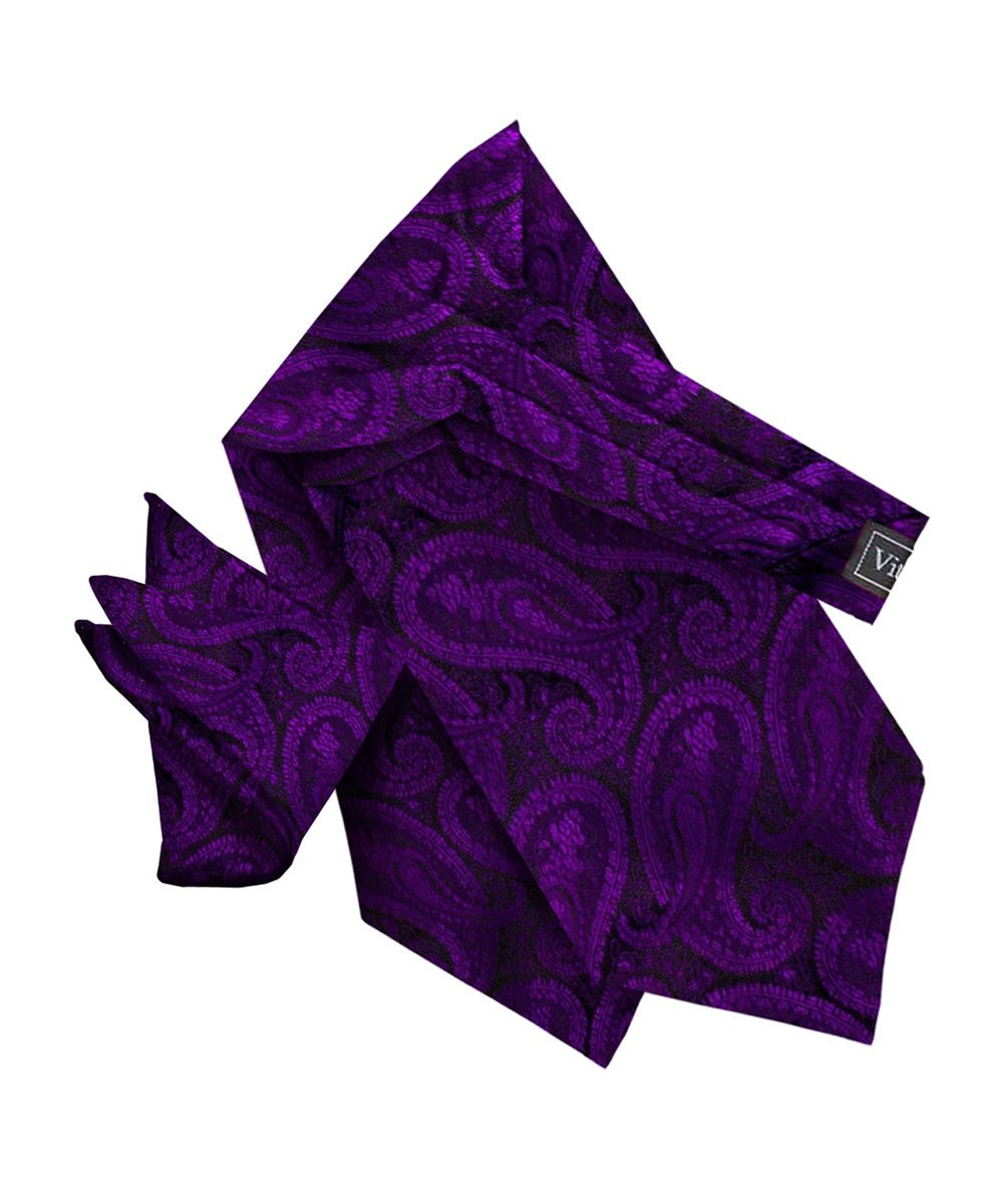 Vittorio Farina Men's Woven Pasiley Ascot & Pocket Square